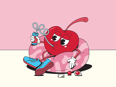 Cherry Chill beanbag bendy straw branding cherry chill cider illustration label design mascot