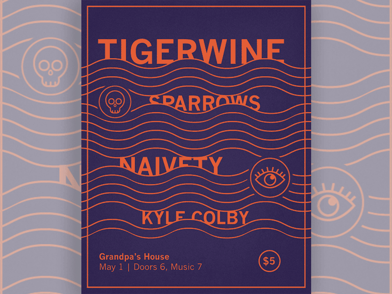 Tigerwine Show Flyer diy eye gif merch music nosebleed showflyer trippy waves