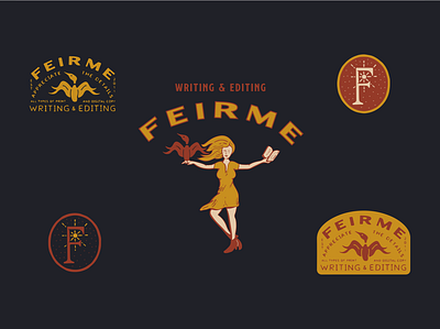 Feir Me Writing and Editing badge books classic illustration logo loon