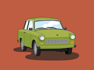 Green Trabant 70s design flat green icon illustration retro trabant vector vectorart