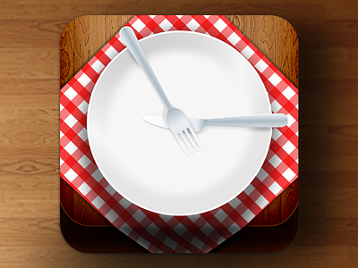Eat On Time app apple eat food fork icon ios italy knife red shadow table time wood