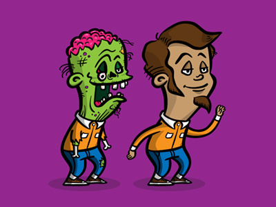 Zombie Doppelgänger cartoon character design comic illustration man vector zombie