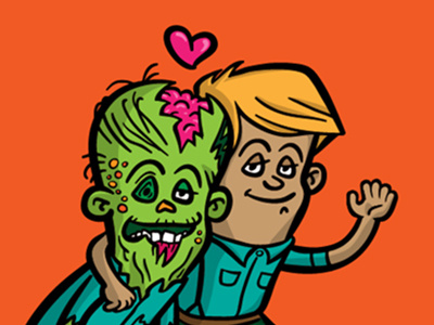 Zombie Doppelgänger cartoon character design comic illustration man queer valentine vector zombie