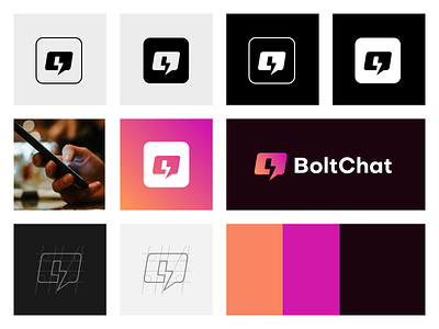 BoltChat Design app logo brand guideline brand identity brand style branding chat app color pallete colors colours design graphic design logo logo design logo designer logo designers logo grid logo icon logodesign logomark logos