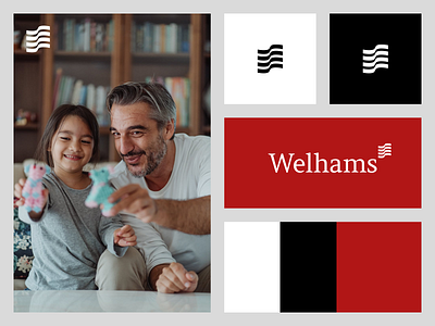 Welhams black brand brand identity branding clean design finance graphic design insurance logo logo design logo icon logodesign logomark minimal design product design red