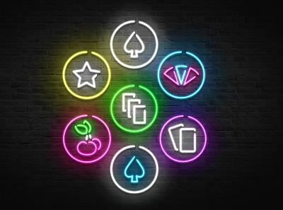 The Road to Reno neon icons board game casino icon icons neon
