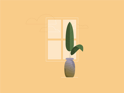Stuck inside gradient graphic illustration indoors line plants vase vector window