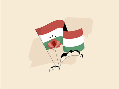 Learning Hungarian flags flowers folkart hungary illustration language vector