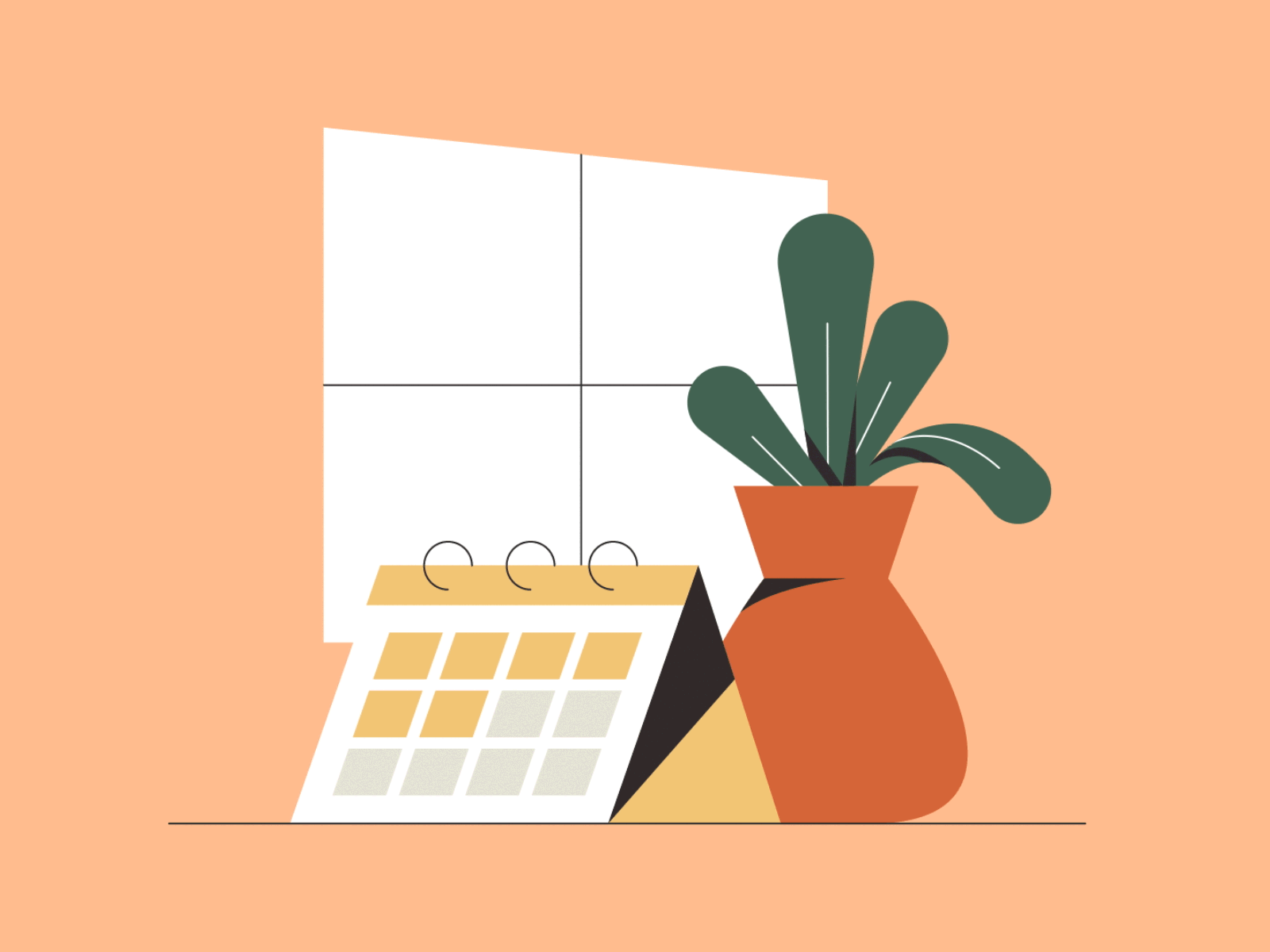 Calendar animation calendar days hand illustration motion graphics plant vector window