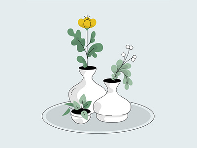 Vases illustration plants spring