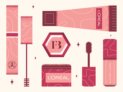 Beauty Brands beauty blush fenty illustration lip gloss makeup mascara products skin care texture