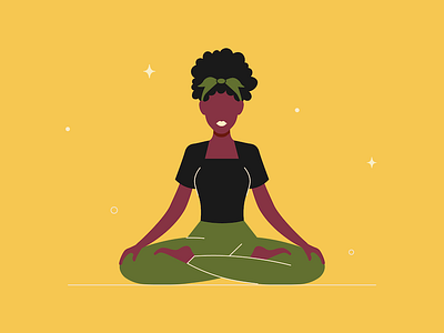 Lotus Pose afro character hair illustration lotus pose position woman yoga