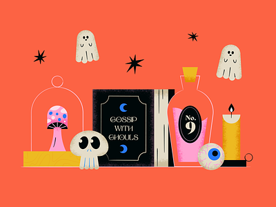 Inktober 06 / Spirit book candle ghost ghoul halloween illustration inktober line love potion potion skull spirit texture vectober witch witchy
