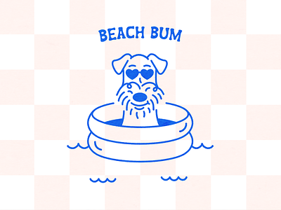 Beachin' beach cool dog float illustration line pool relax summer sun sunglasses swim texture