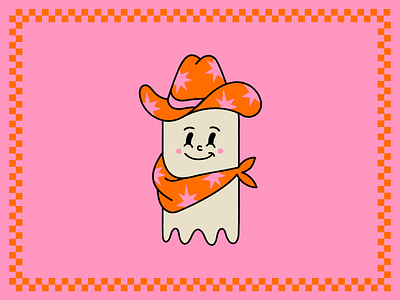 Vectober / Cowboy cowboy cute ghost halloween hat illustration line stars texture vectober