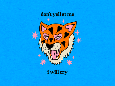 Vectober / Tiger animal cat cry cute heart illustration inktober sensitive text texture tiger vectober yell