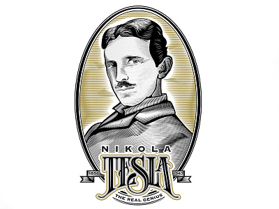 Tesla: The Real Genius etching illustration mexico nikola tesla