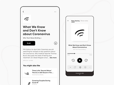Wave | Podcast App (2/3) app clean interface minimalism minimalist minimalistic mobile app mobile design mobile ui ui user experience user interface ux ux design uxui
