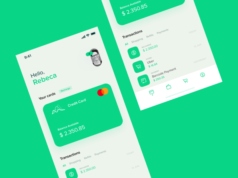 Minimal Finance App wallet finance finance app money ios design green ui minimal app