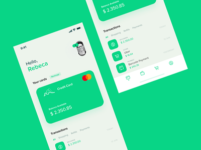 Minimal Finance App app design finance finance app green ios minimal money ui wallet