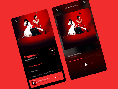Minimalist music app design flat icons interface minimal music music app music player musician player ui red redesign spotify ui