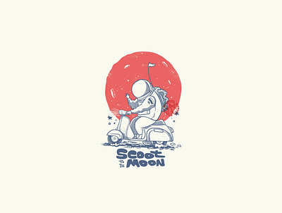 Illustration for Scooterist T-Shirt astronot branding design graphic design illustration logo moon planet procreate riding scooter scooterist t shirt design texture vector vintage