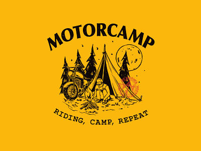 Illustration for Motorcamp adventure branding camping design graphic design illustration logo motorcamp motorcycle procreate riding t shirt design texture traveler vector vintage