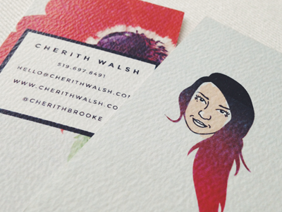 Personal Business Cards business cards character cherith designer face girl graphic poppy illustration vector walsh