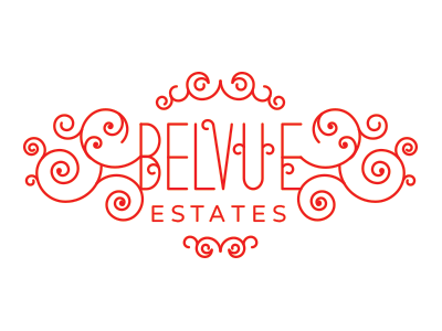Belvue Estates curl estates logo red type
