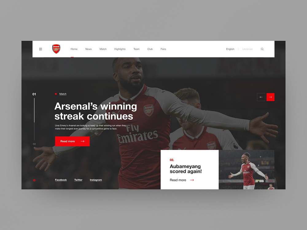 Arsenal London - redesign concept by Vitaly Venger on Dribbble