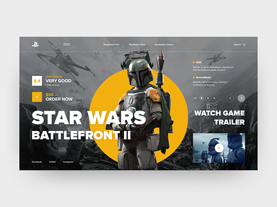 PlayStation Concept Star Wars Battlefront 2 art charachter design elements film games interace layout navigation photo playstation sport star wars style typography ui ux design vector web yellow