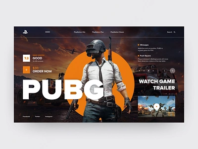 PlayStation Concept PUBG art charachter colors design elements film game grid layout navigation orange photo playstation sport style typography ui ux design vector web