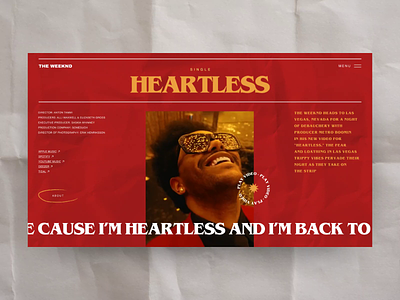 The Weeknd Heartless scroll animation animation art colors design elements grid layout music promo red style styles typography ui ux web