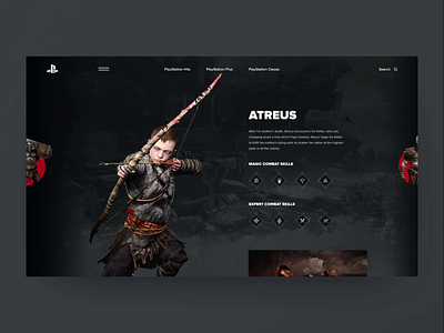 PlayStation Hero Transition animation character design games grid interaction interface layout motion navigation style transition typography ui ux design web