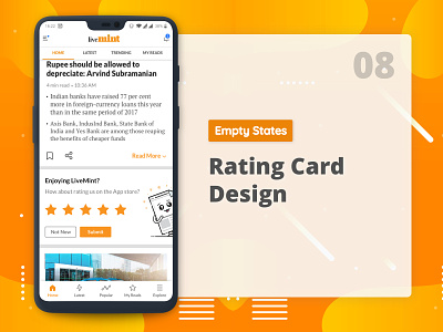 Rating Card for Livemint app design app design character character art character concept clean design cute design empty state flat illustration mobile app ui user interface ux vector