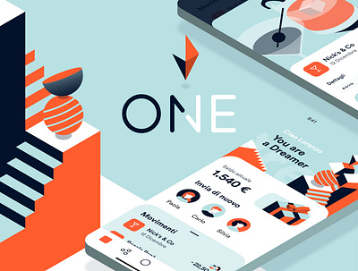 One - Money is just a tool app bank bank app design geometric illustration invision studio ios isometric money app sketch ui ux vector wallet