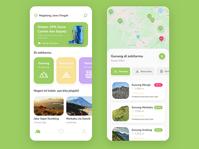 UI Exploration | Mountain, Basecamp and Outdoor Rent Finder climbingapp design hikingapp mountainapp outdoor rent ui ux