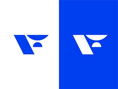 F Mark (WIP) blue branding design flat letter logo slanted typography vector