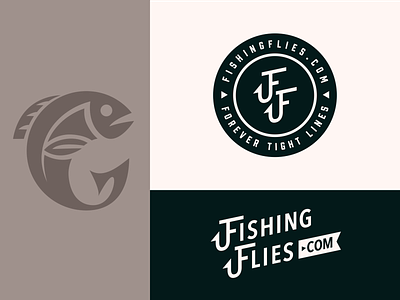 Fishing Flies Logo branding design flat icon illustration logo typography vector