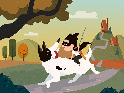 Little Zorro boy character dog illustration story vector