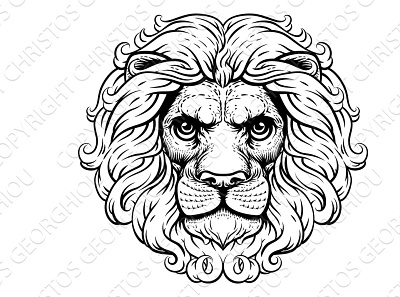Lion Leo Fierce Lions Head Woodcut Animal Icon animals arms coat crest engraving fierce head heraldry horoscope icon leo lion lions logo mean royal tatoo vector vintage woodcut