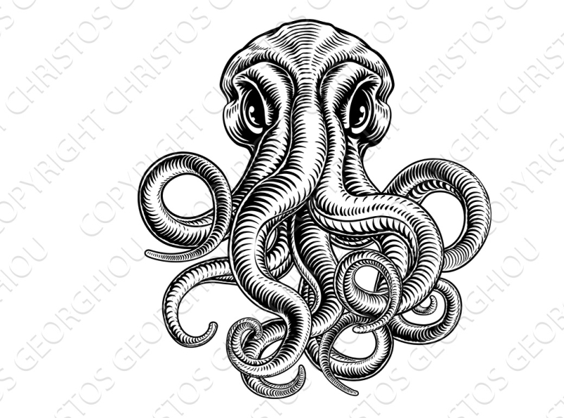 Octopus Tattoo Vector Art Icons and Graphics for Free Download