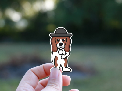 dogtective art cool detective dog fun handphone key lineart logo mascot simple sport
