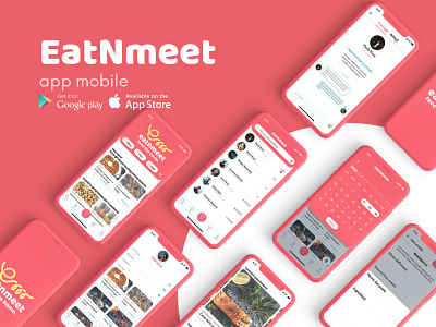 EAT'N'MEET - feed like home. design experience design food app food social app red share social app typography ui ux