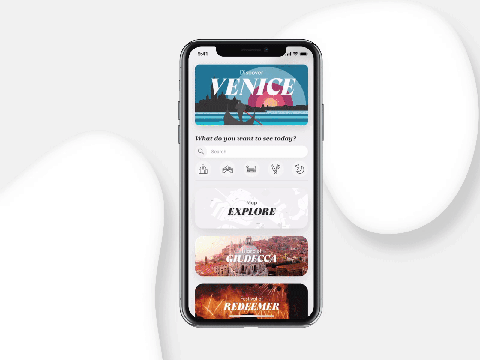 Around Venice - AdobeXD Playoff adobe adobexd animation app design design guide app playoff typography ui ux venezia venice