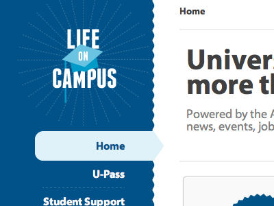 Life on Campus sidebar nav homepage interface navigation sidebar university website
