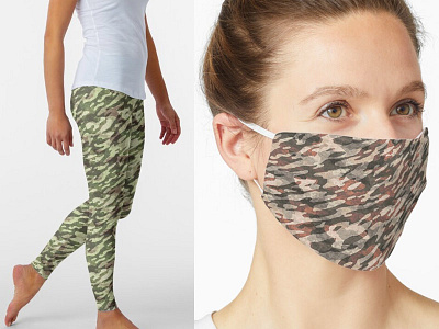 Camo Clothes camouflage clothing face mask grunge mask print