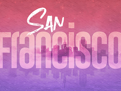 San Francisco art city illustration nft opensea skyline sunrise typography vaporwave