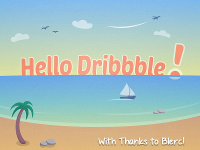 Hello Dribbble! beach debut fun illustration paradise retro simple tropical vector vintage