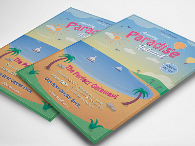 Tropical Paradise Flyer beach flyer poster retro sun tourism travel tropical island vector vintage